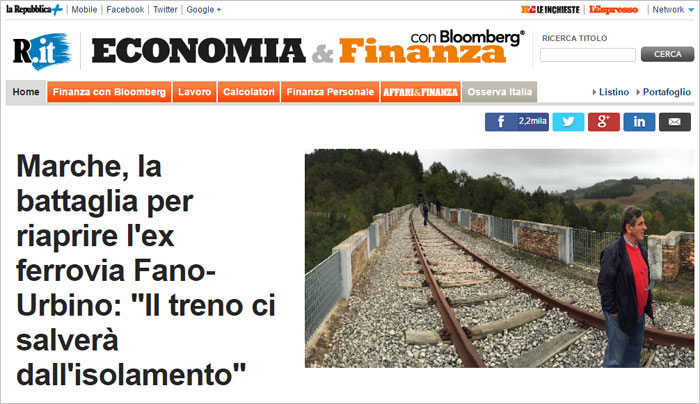 ferrovia fano-urbino, Il treno ci salverà dall'isolamento